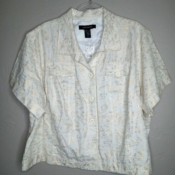 Ashley Stewart Gold and White Crop Jacket - Picture 1 of 5